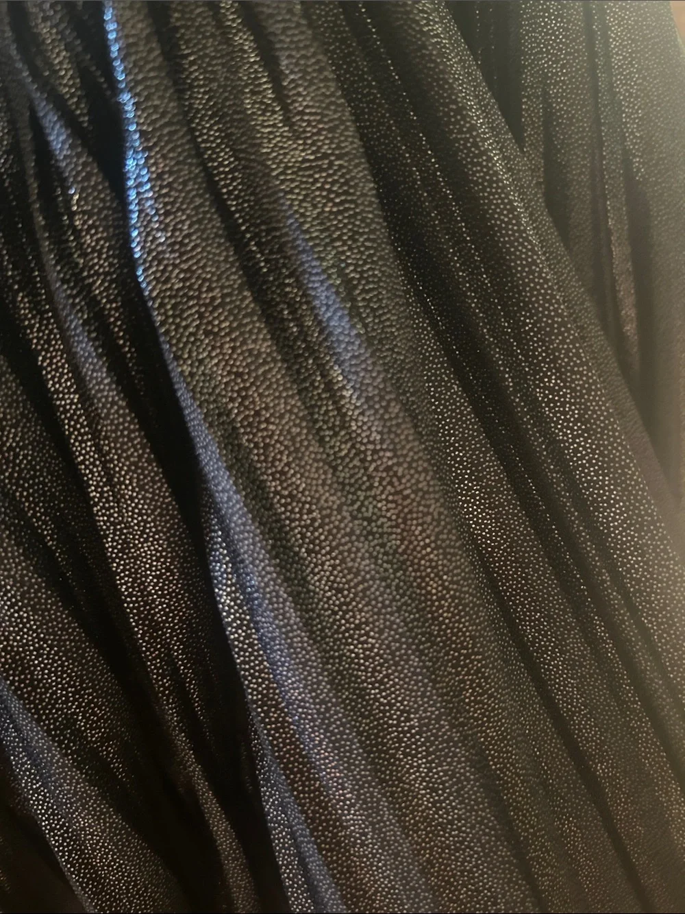 Girls' Metallic Black Pleated Skirt with Elastic Waistband